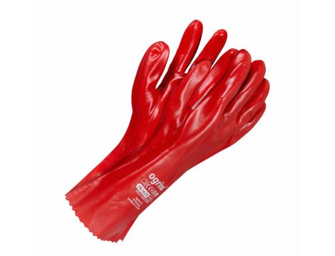 RĘKAWICE PCV  CZERWONE DŁUGIE 35cm  ROZ - 10