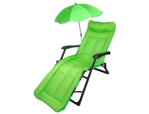 LEŻAK SKŁADANY Z PARASOLKĄ (JASNOZIELONY) DO 200KG / WMC