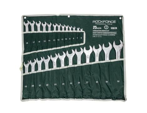 ROCKFORCE KLUCZ PŁASKO-OCZKOWY kpl.25el. (6-32mm) -6kąt.
