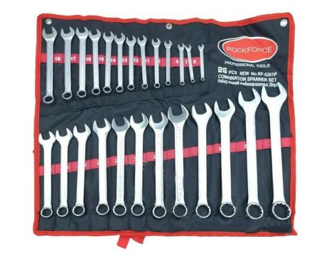 ROCKFORCE KLUCZ PŁASKO-OCZKOWY kpl.25el. (6-36mm)