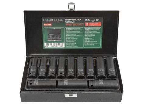 ROCKFORCE NASADKI UDAROWE DŁUGIE 12szt.1/2" 10-24mm /WALIZKA