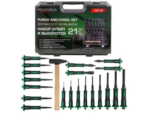 ROCKFORCE WYBIJAKI + DŁUTA ZESTAW 21szt.