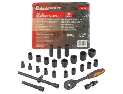 ZESTAW KLUCZY   26el. 1/2" 8-36mm  WKŁADKA /FORCEKRAFT
