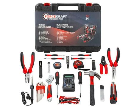 ZESTAW NARZĘDZI DLA ELEKTRYKÓW 34el. /FORCEKRAFT