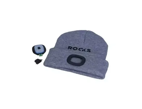 ROOKS CZAPKA Z LAMPKĄ USB 80lm SZARA... - 2