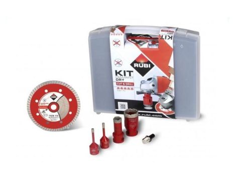 RUBI ZESTAW TARCZA TCR+WIERTŁA DRYGRES TARCZA+KORONKI 2x6mm,20mm,35mm+ADAPTER.