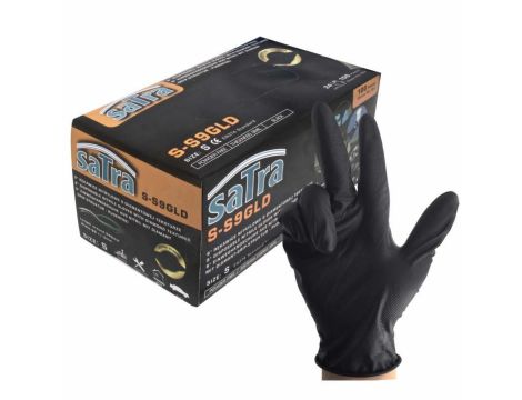 SATRA RĘKAWICE NITRYLOWE CZARNE roz.  S  100szt.