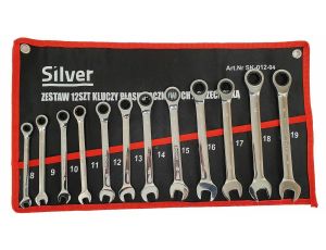 KLUCZE 12ele PŁASKO OCZKOWE Z GRZECHOTKĄ W POKROWCU/SILVER...