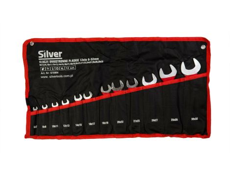 KLUCZE PŁASKIE DWUSTRONNE 12szt. /SILVER 6-32mm