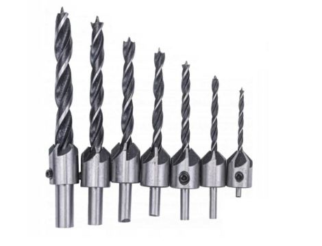WIERTŁA DO DREWNA Z POGŁĘBIACZEM 3-10mm 7szt. /SILVER