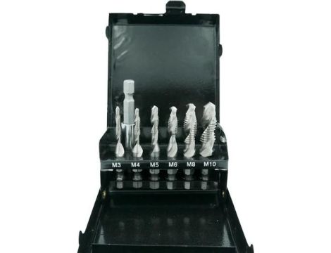 WIERTŁA GWINTUJĄCE ZESTAW M3-M10  7el. /SILVER