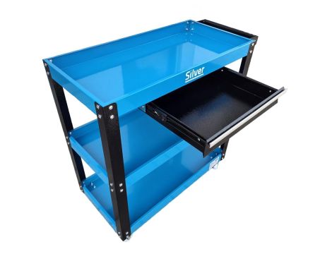 WÓZEK WARSZTATOWY 3 PÓŁKI+ SZUFLADA SILVER