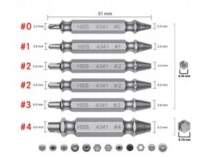 WYKRĘTAKI DO ZERWANYCH ŚRUB 6el./SILVER