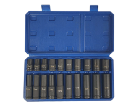 ZESTAW NASADEK UDAROWYCH KRÓTKICH I DŁUGICH 1/2" 20cz. 10-19mm /SILVER