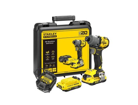 STANLEY ZAKRĘTARKA UDAROWA V20 SFMCF830D2K 2x2,0Ah 203Nm BL WALIZKA