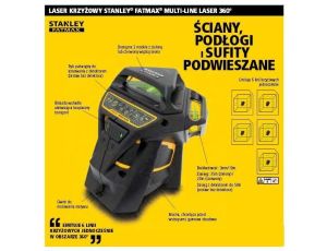STANLEY LASER LINIOWY 360 FATMAX X3 CZERWONY Li-ION 20m