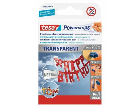 TESA PLASTRY POWERSTRIPS DECO 16szt 200g PRZEZROCZYSTE...