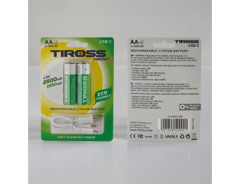 TIROSS BATERIA ŁADOWALNA R6 AA 2szt - 2