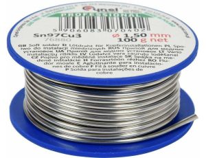 CYNA DO INSTALACJI MIEDZIANYCH SZPULA 1.5mm  100g  Sn97Cu3