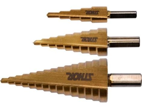 STHOR ZESTAW WIERTEŁ STOPNIOWYCH 3szt.