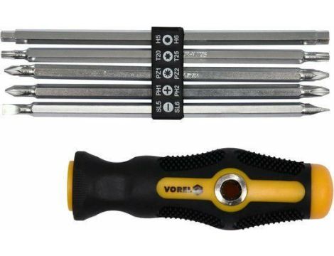 VOREL ZESTAW KOŃC. ŚRUBOKRĘT 6CZ. Z UCHWYTEM...