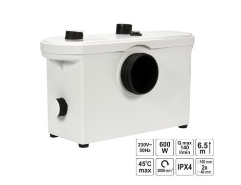 FALA POMPA WC 600W Z ROZDRABNIACZEM