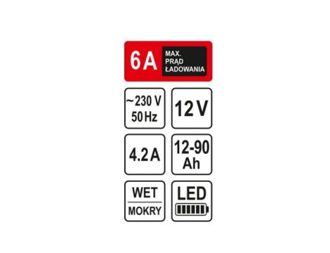 STHOR PROSTOWNIK 12V 6A 90Ah LED - 2