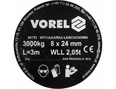 VOREL PRZYCIĄGARKA ŁAŃCUCHOWA  3T... - 2