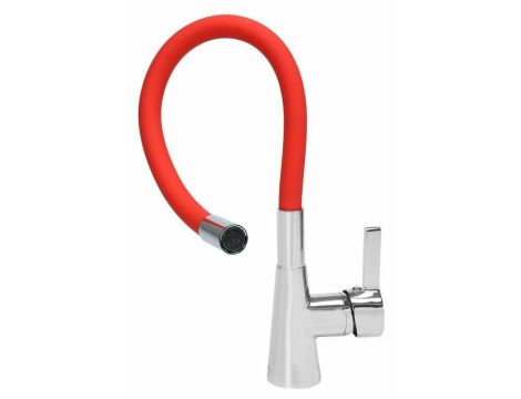 FALA BATERIA ZLEWOZMYWAKOWA ELASTYCZNA WYLEWKA FLEXIBLE CZERWONA - 4