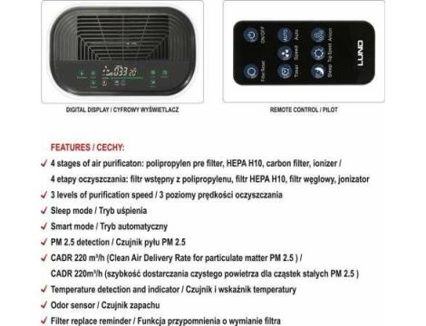 LUND OCZYSZCZACZ POWIETRZA 40W 220M3/H HEPA 4 ETAPY CZYSZCZENIA - 5