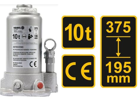 VOREL DŹWIGNIK TŁ.HYDR.10T 195-375mm