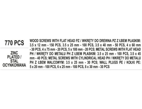 VOREL ZESTAW WKRĘTÓW I KOŁKÓW ROZ.770szt... - 2