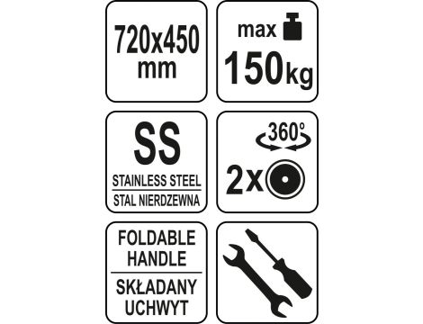 YATO GASTRO WÓZEK PLATFORMOWY SKŁADANY INOX... - 2