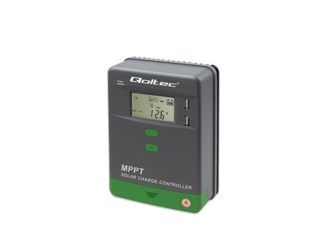Qoltec Solarny regulator ładowania MPPT z czujnikiem temperatury 10A 12V / 24V LCD 2 x USB Bluetooth APP GEL LiFePO4