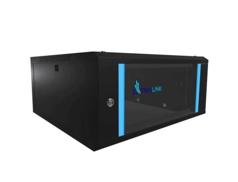 Szafa rack montowana na ścianie Extralink Lite 4U 530x400 Czarna z półką