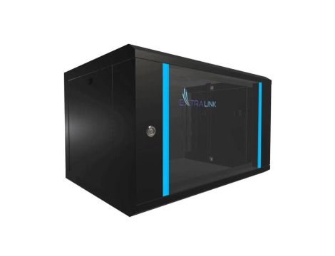 Szafa rack montowana na ścianie Extralink Lite 6U 530x400 Czarna z półką
