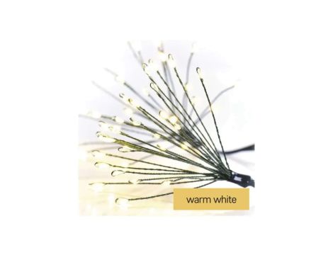 Dekoracje - 300 LED 5,2 m nano łezki frędzle ciepła biel, zielony przewód, IP20, timer D3AW10