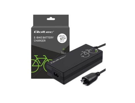 Qoltec Szybka Ładowarka do roweru elektrycznego 36V 42V 2A wtyczka Bosch 3Pin +kabel zasilający