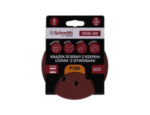Papier ścierny krążki na rzep z otworami 125mm P180 zestaw 5szt Schmith