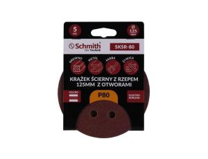 Papier ścierny krążki na rzep z otworami 125mm P80 zestaw 5szt Schmith