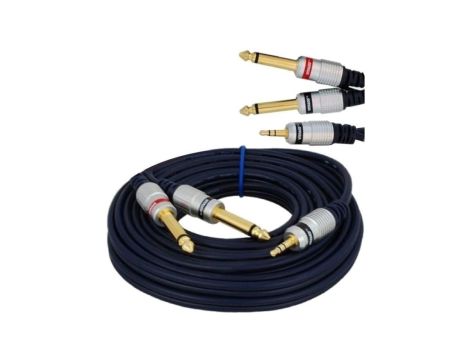 VITALCO MK71 Kabel Audio mini Jack 3,5mm Stereo (wtyk) / 2x Jack 6,3mm Mono (wtyk) 1,5m