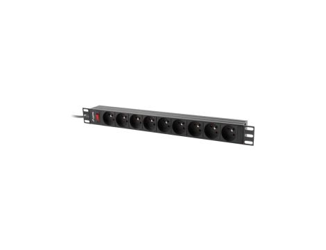 Listwa zasilająca RACK 19 1U 9 gniazd typ E z wyłącznikiem 3m LANBERG