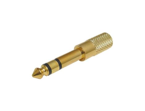 Przejście Adapter Audio AUX Jack 6,3mm Stereo (wtyk) / mini Jack 3,5mm Stereo (gniazdo) pozłacany czarny