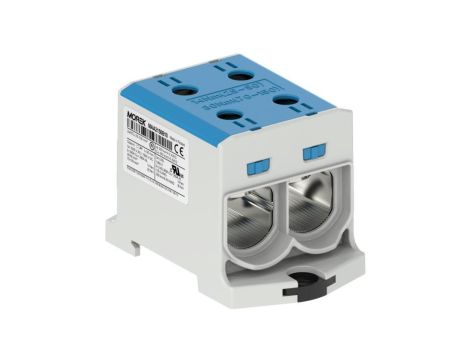 Złączka szynowa 2-torowa Al/Cu 25-150mm2 640A 1500V na TH35 niebieski OTL150-2 MOREK
