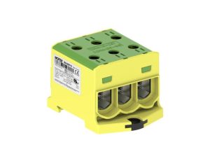 Złączka szynowa 3-torowa Al/Cu 6-95mm2 490A 1500V na TH35 żółto-zielony OTL95-3 MOREK