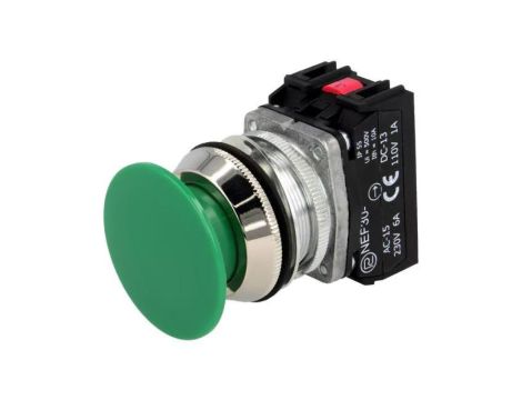 Przełącznik przyciskany, Ilość pozycji stabilnych: 1, NC + NO, zielony, 30mm, IP55 NEF30-DZXY