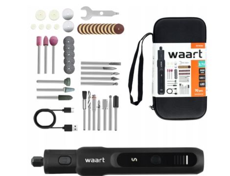 WAART MINI SZLIFIERKA AKUMULATOROWA 3.7V, ETUI, AKCESORIA 70 szt.