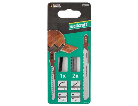 Zestaw 3 brzeszczotów 20 mm do wyrzynarek, Parkiet wolfcraft - 2