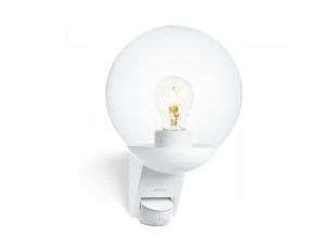 Lampa elewacyjna z czujnikiem ruchu i zmierzchu Steinel L 595 S PIR max.60W E27 IP44 IK03 230V biała / szkło /tworzywo sztuczne