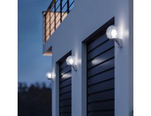 Lampa elewacyjna z czujnikiem ruchu i zmierzchu Steinel L 595 S PIR max.60W E27 IP44 IK03 230V biała / szkło /tworzywo sztuczne - image 2